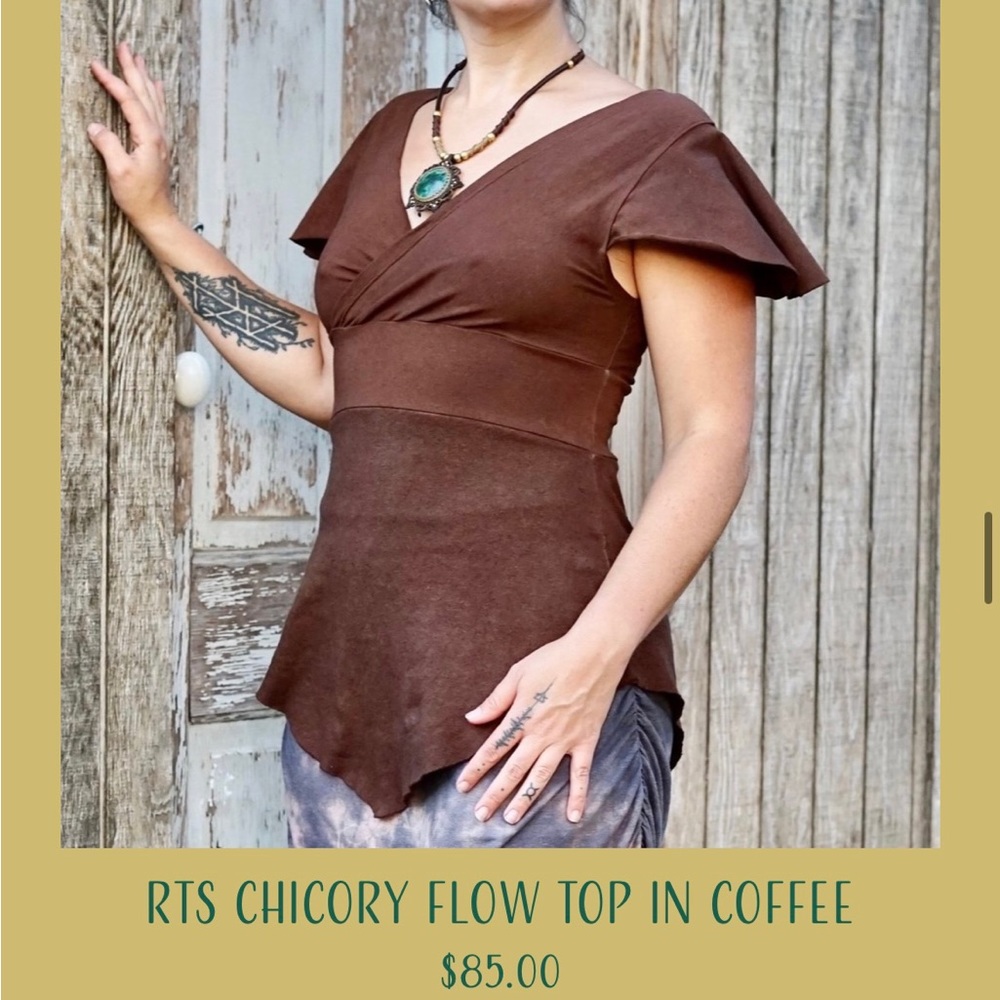 Calico Alchemy chicory Flow top in Coffee XS
